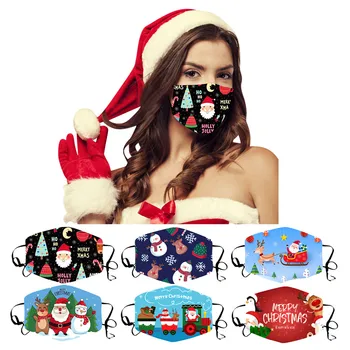 

2020 Washable Reusable Christmas M-a-sk Adults Face-scarf Santa Claus Snowman Print Merry Christmas Decoration For Men Women