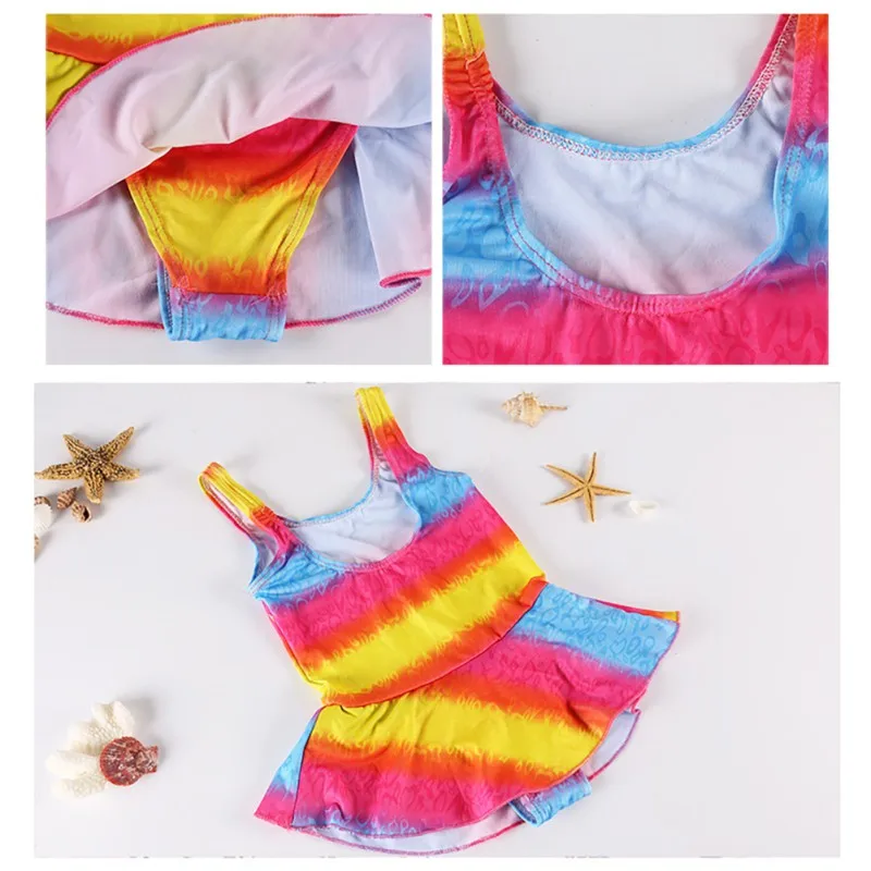 Цельный купальный костюм для маленьких девочек; пляжный костюм; летний пляжный костюм для детей(случайный рисунок
