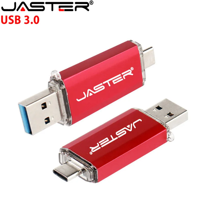 JASTER type-C OTG флеш-накопитель USB 3,0 64 ГБ 32 ГБ 16 ГБ флеш-накопитель смартфон память Мини USB карта type-C 3,1 двойной разъем