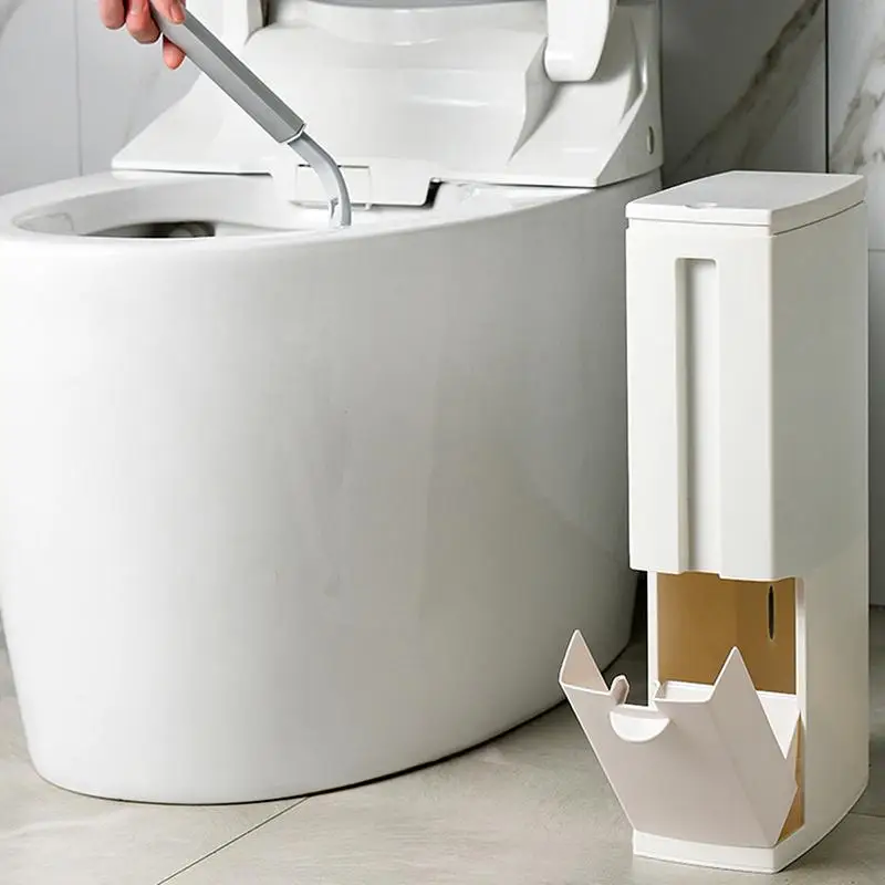 HOT Sale  3 in 1 Narrow Plastic Trash Can Set with Toilet Brush Bathroom Waste Bin Dustbin Trash Cans Garbage