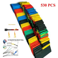 Ensemble de tubes de gaine isolées, thermorétractables, 530 pièces/lot, matériel en polyoléfine étanche pour isolation de câbles électriques, set 2 en 1 