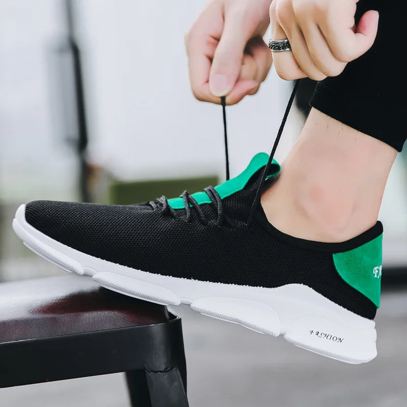 

2018 New Style Men's Breathable Shoes Fashion Running Shoes Casual Shoes Men's Lace-up Korean-style College Style Fashion MEN'S