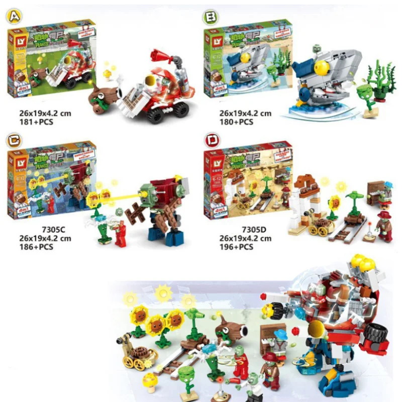 

New Plants Vs Zombies Struck Legoinglys Game Toy Action Toy & Figures Building Blocks Bricks Brinquedos Toys Christmas Gift