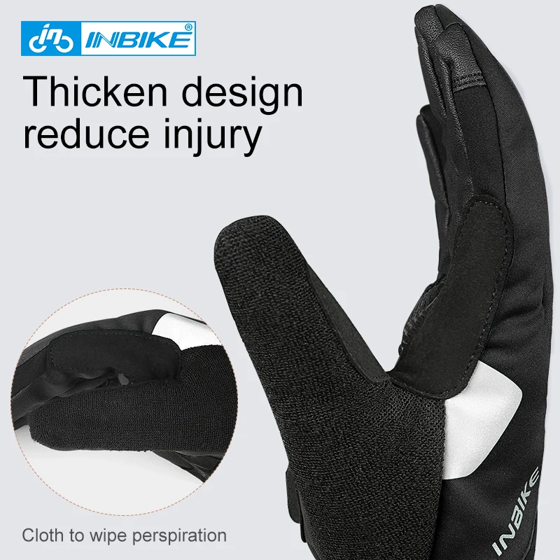 INBIKE, зимние спортивные перчатки, тепловые, ветрозащитные, для велоспорта, MTB, велосипеда, водонепроницаемые, мужские, Wo, мужские, полный палец, мотоциклетные, рыболовные, велосипедные перчатки