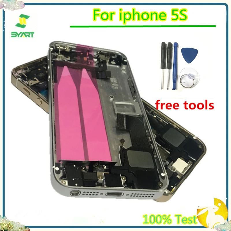 Cena 5GS powrót bateria pełna pokrywa bliski rama Bezel podwozie etui na baterie z kablem Flex montaż dla iPhone 5S 5GS