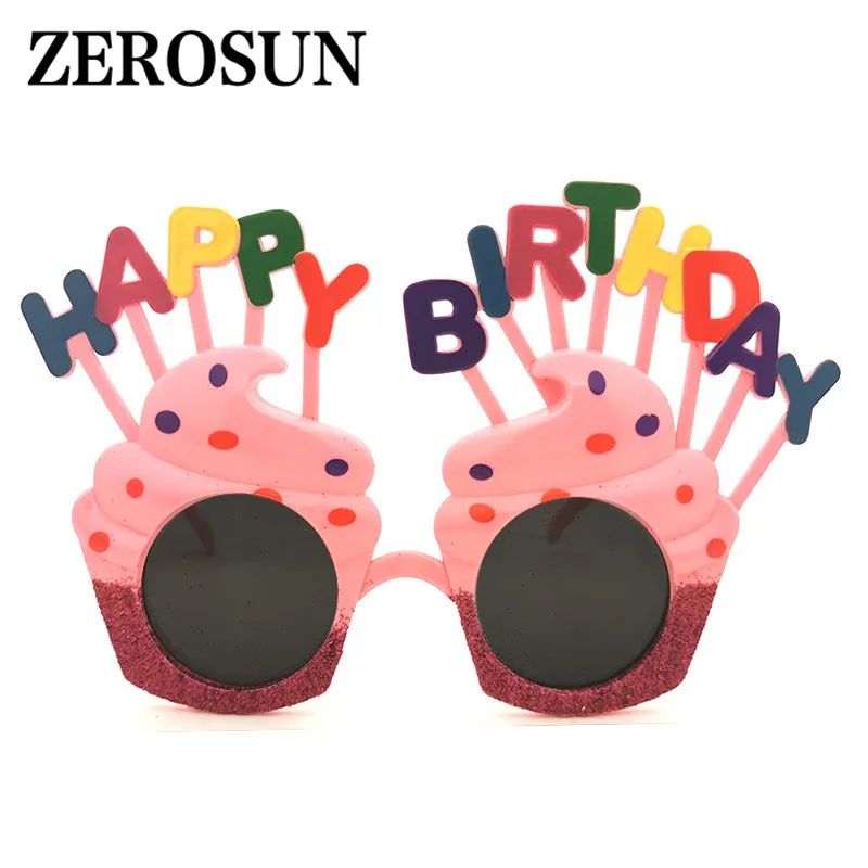 Zerosun очки на день рождения мужчины женщины дети счастливые вечерние мороженое солнцезащитные очки дети блеск 5 шт./лот