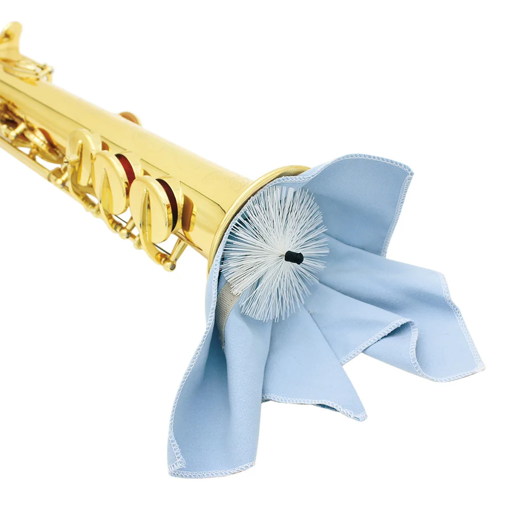 Saxophone Sax Cleaning Tool Pull Through Wiping Cloth Brush Blue