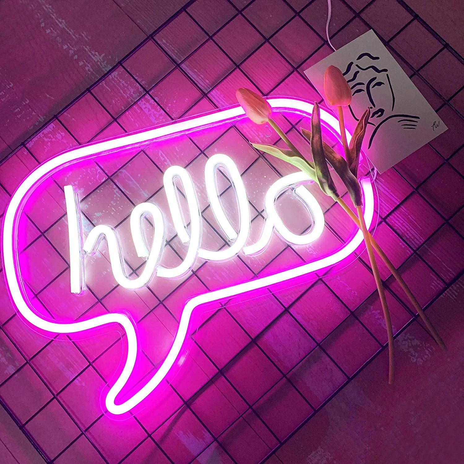 Светодиодный неоновый светильник Hello неоновая вывеска с буквами вечерние