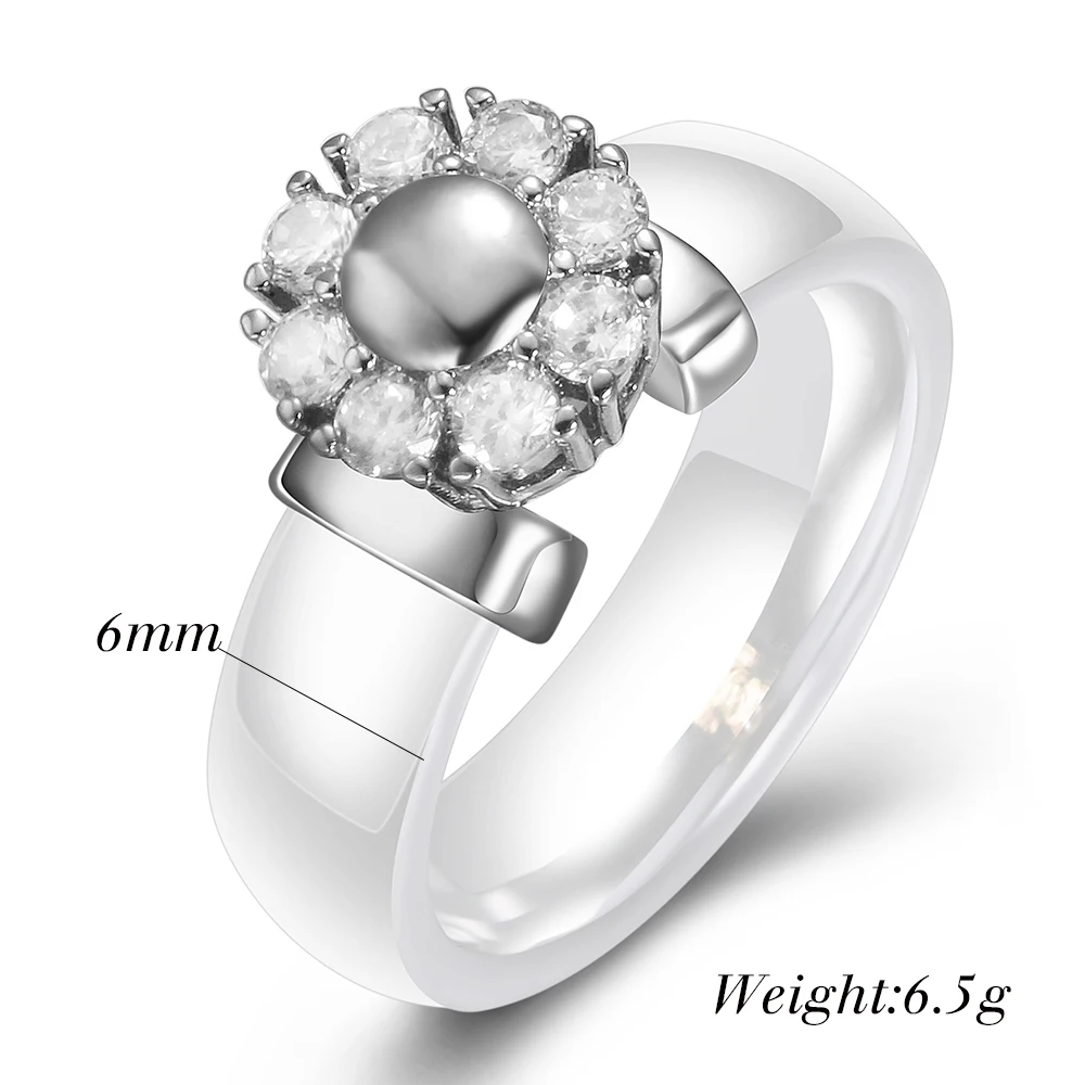 Black&White Ceramic Rings For Women Cubic Zircon Stainless Steel Engagement Wedding Rings Elegant Love Ceramic Jewelry wedding rings