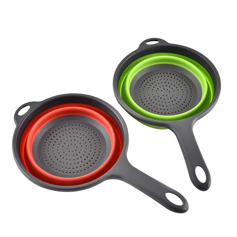 2 Pack Foldable Silicone Filter Baskets with Handle,Collapsible