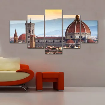 

5 Panels Modular Canvas Picture Cathedral Santa Maria Del Fiore in Florence Wall Art Decoration Printed Poster with No Frame