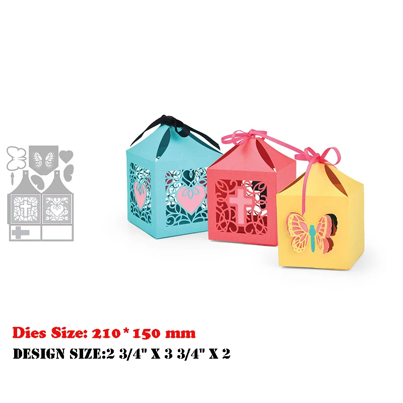 

New Metal Cutting Dies For 2021 Scrapbooking Gift Stencils Butterflies & Heart & Cross Favor Box Decorative Embossing Handcrafts