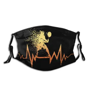 

Picture Custom Badminton Tennis Ball Heartbeat Unique Design Reusable Face Mask Amazing Anti Haze Dust With Filters