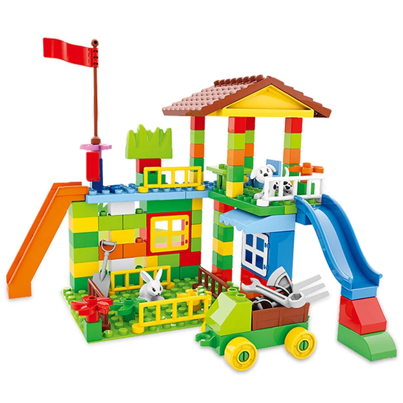 

113/226 PCS Big Size Building Blocks Compatible LegoINGlys Duploed Construction Block DIY Amusement Park Brick Toys For Children