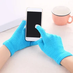 Unisex Women Men Touch Screen Winter Wrist Gloves Warm Gloves Monochrome Cotton Warmer Smartphones Driving Glove Female