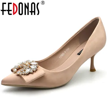 

FEDONAS 2020 Classic Women High Heeled Night Club Pumps Glitters Elegant Shoes Spring Summer Rhinestone New Arrival Shoes Woman