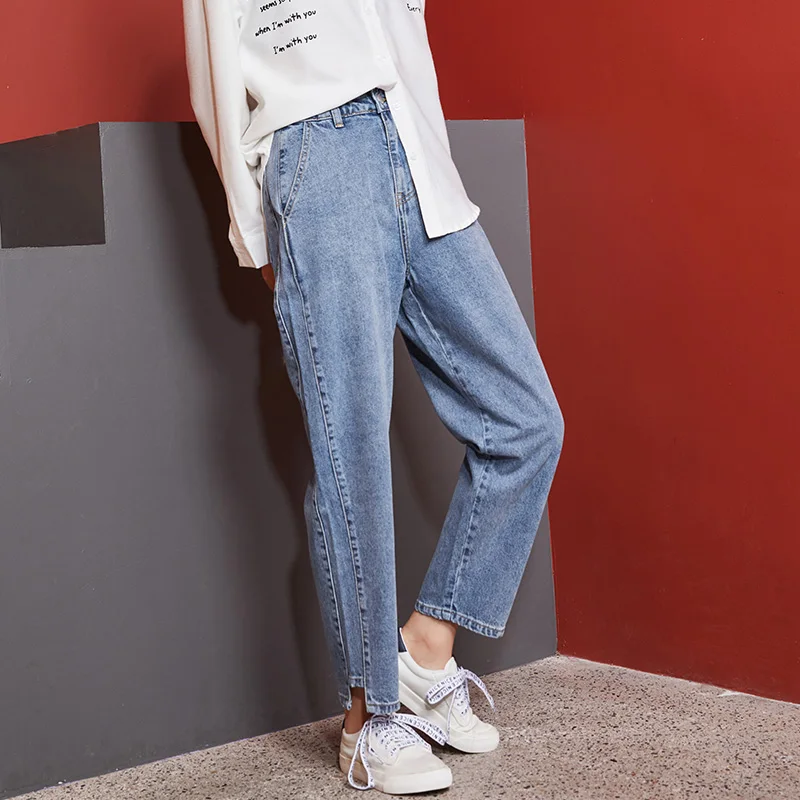 Женские свободные джинсы LEIJIJEANS, светло-голубые двухцветные облегающие джинсы с карманами и высокой посадкой, новая модель 9110 большого размера