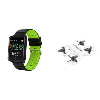 

1Pcs F3 1.44Inch Waterproof Health Smart Watch Green & 1Pcs Mini Remote Control Quadcopter Toy 2.4Ghz Aircraft with Led Lights W