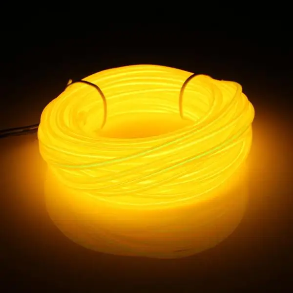 20 м EL Led Гибкая мягкая трубка провода неоновые светящиеся автомобильный трос полосы света рождественские украшения 10 цветов - Испускаемый цвет: yellow