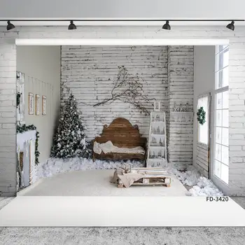 

Christmas Tree Room Wooden Wall Photographic Backgrounds for Children Baby Family Xmas Backdrops for Photo Studio Photobooth
