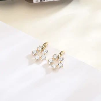 

Stud Earring 925 Sterling Silver Fine Earrings For Women Fashion Girls Jewelry Trend Gift 2020 New Design Zircon Flower Golden