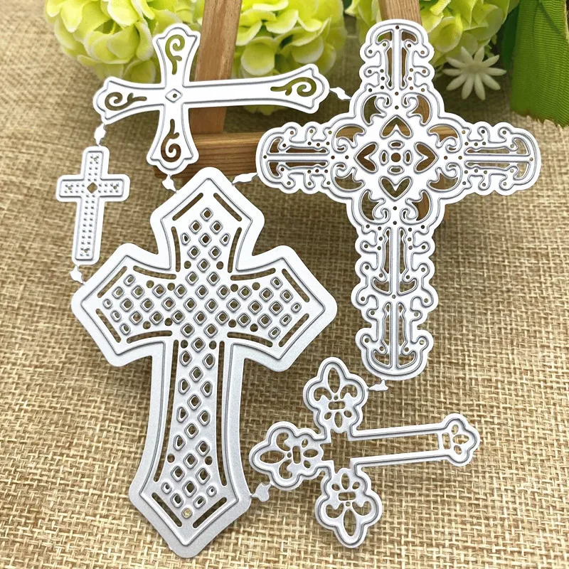 

5 Beautiful Flower Edge Cross Embossing Metal Cutting Dies Alinacraft Die Cuts for Card Making Scrapbooking Cross Decors