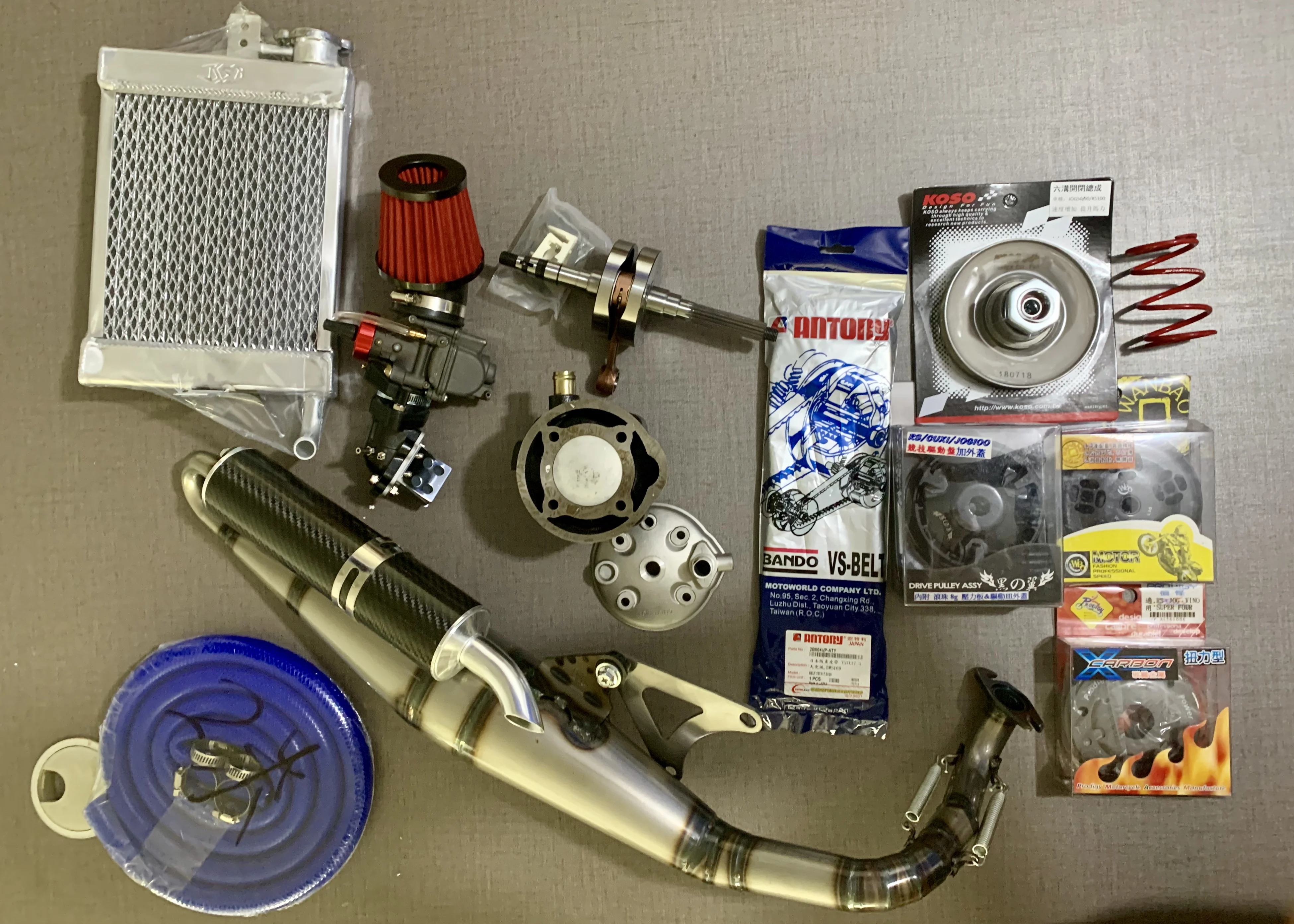 

Big bore kit for bws, 4VP, cylinder 56mm, crankshaft , exhaust pipe, carburetor, clutch, variator, racing, tuning, parts, bws100
