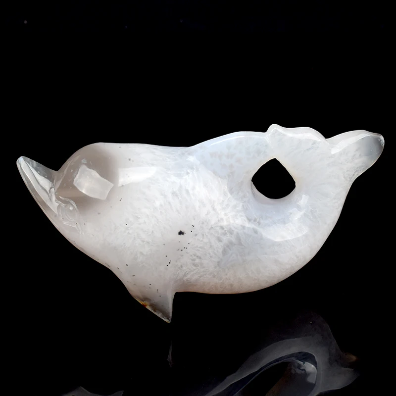 

5" Agate Dolphin Figurines Sculpture Home Decoration From Natural Geode Stones Carved Crystal Healing Animal Statue Funny Gift
