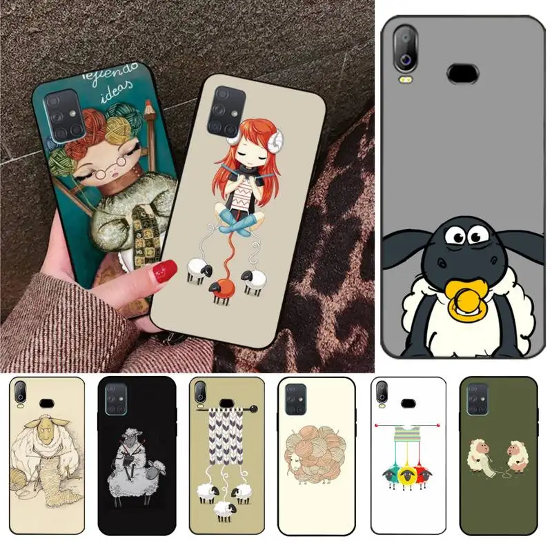 Knitting Meditation cartoon sheep Coque Shell Phone Case For Samsung A10 A20 A30 A40 A50 A70 A80 A71 A91 A51 A6 A8 2018 | Мобильные