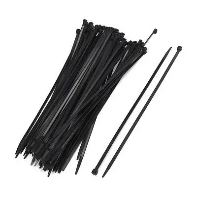 

100 Pcs Black Nylon Network Cable Zip Wire Tie Strap 5.2mm x 300mm