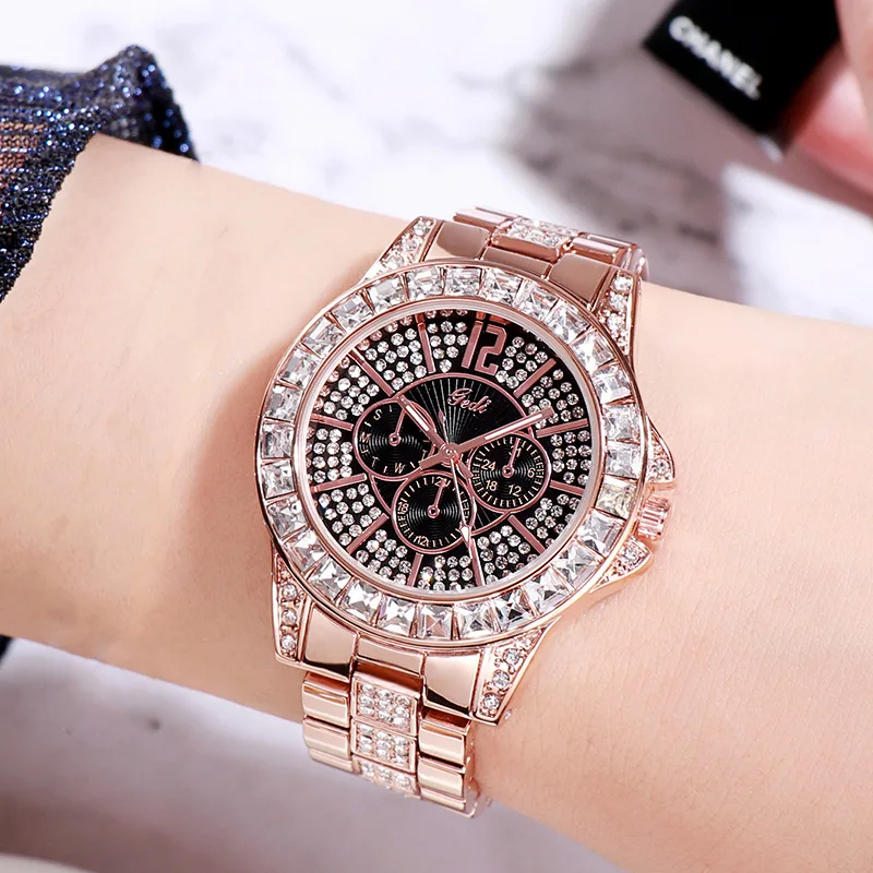 Diamante Ladies Watch Diamond Fully-jewelled The Women's Fashion Waterproof Quartz for Women 2020 Free Shipping | Наручные часы