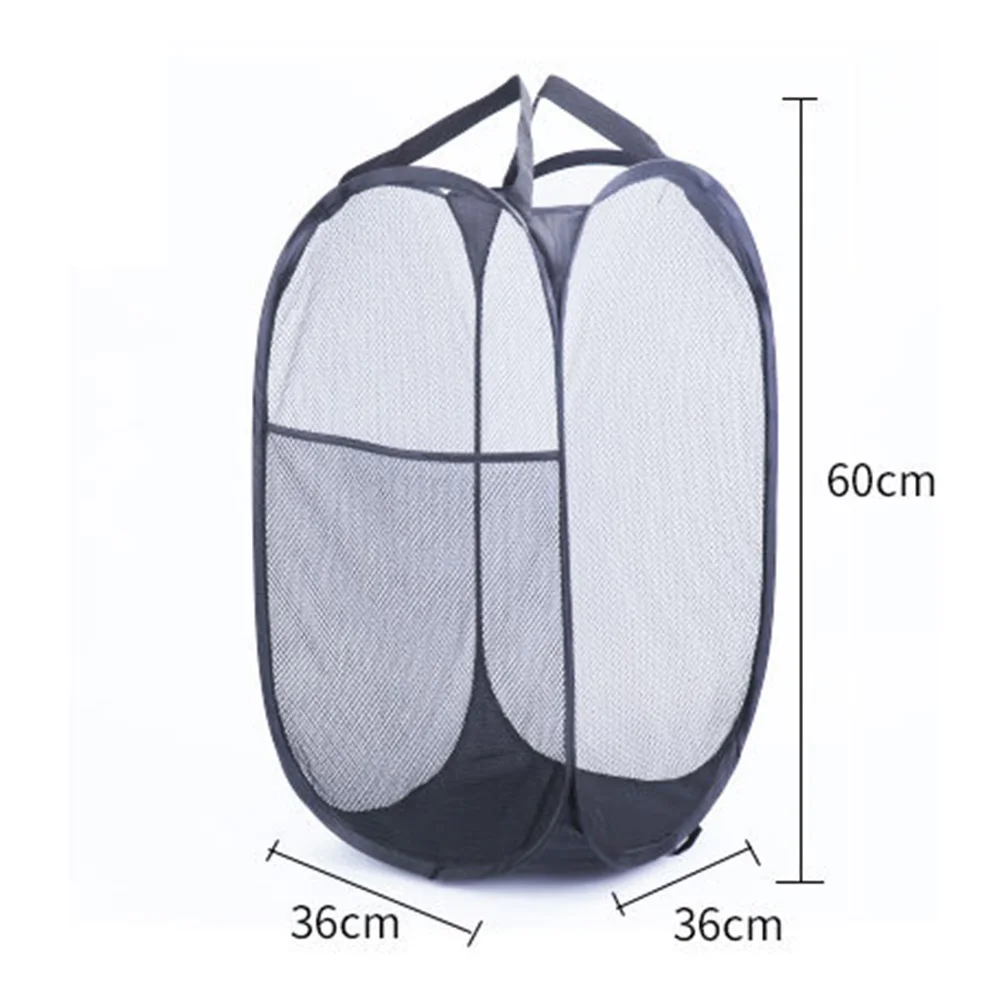 Foldable Organizer Washing Clothes Mesh Bin Steel Wire Large Capacity Multifunctional Storage Bag Portable Hamper Laundry Basket