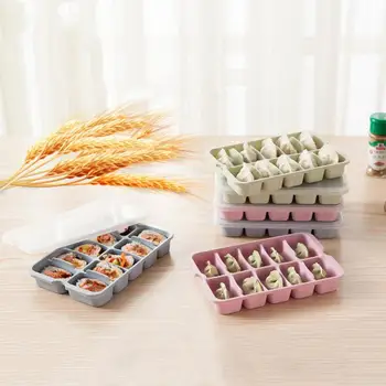 

Frozen Dumplings Preservation Box Wheat Straw Dumplings Tray Single Layer Multi-Compartment Food Container Stackable With Lid