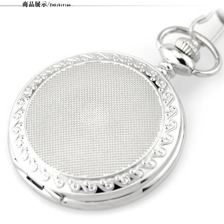 Vintage Silver Roman Number Quartz Pocket Watch Women Man Necklace Pendant with Chain Gift Clock Luxury Fob Watch