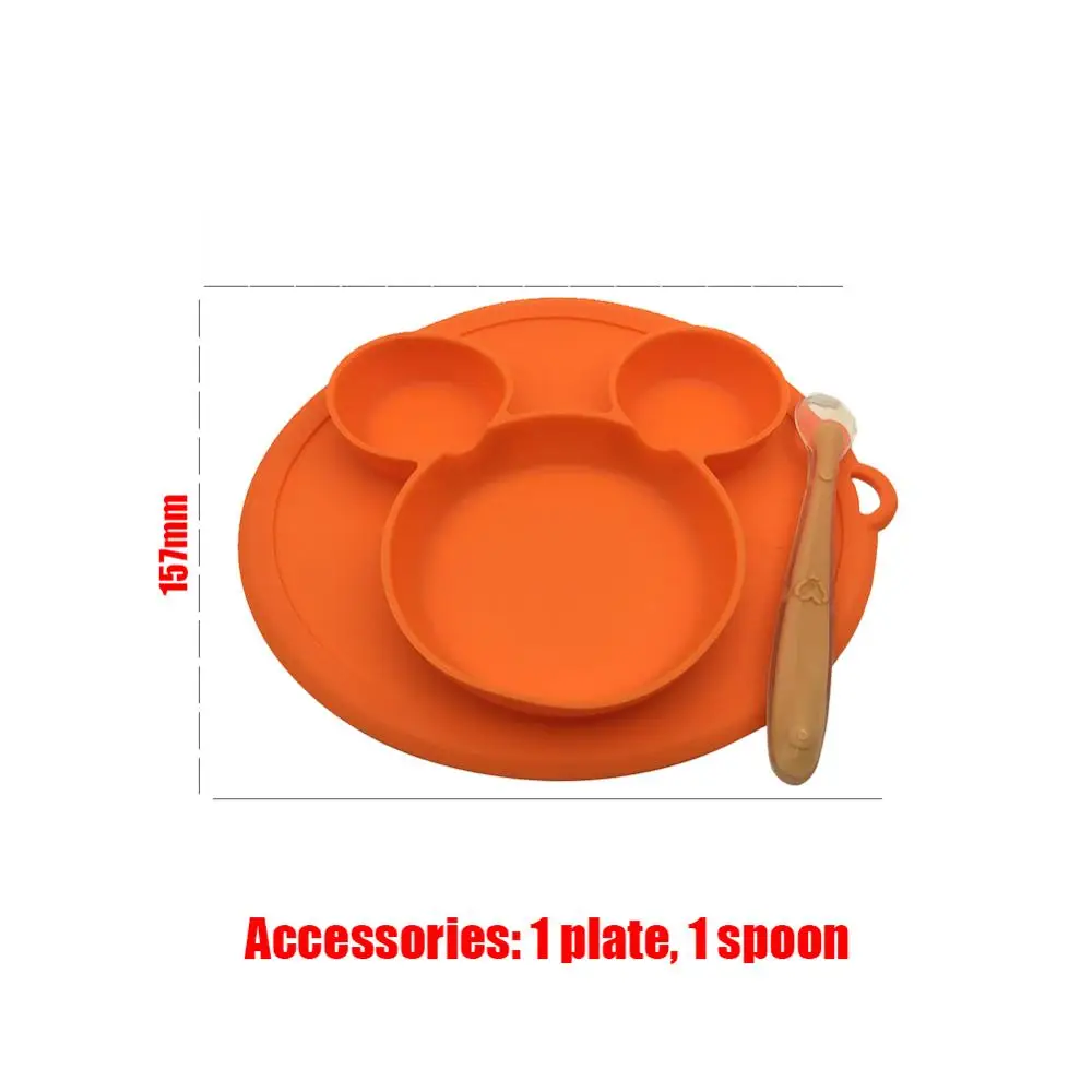 Bowl Spoon Orange Детская миска для кормления, детская силиконовая Тарелка на присоске, подвесная крышка с отверстием, детская посуда на присоске, без БФА, детское блюдо для кормления - Цвет: Bowl Spoon Orange