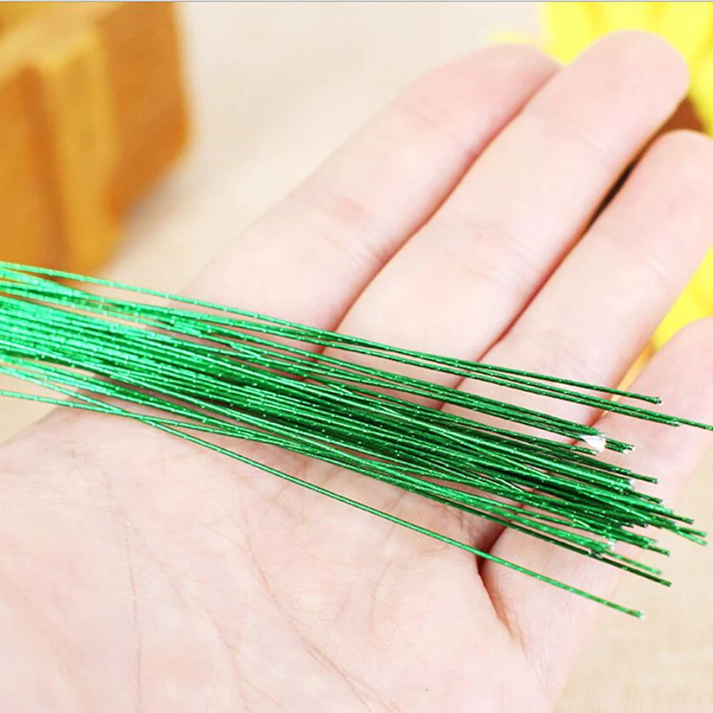 40PCS 40cm Length Paper coated Green Iron Wires For DIY Nylon flower / Flower Material hand-made DIY