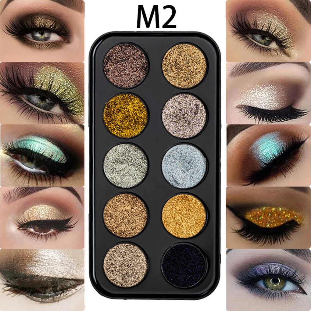 

10 Colors Glitter Eyeshadow Makeup Palette Tray Pigmented Highlight Shadow Powder Cosmetics Makeup Kit