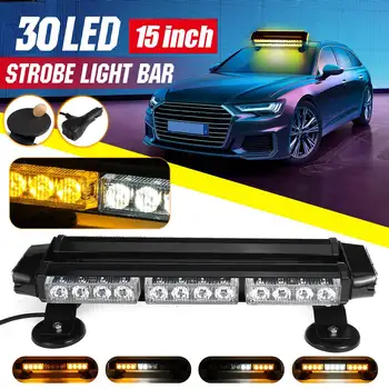 

12V New 15" 20" 24" 28" Waterproof Amber LED Car Truck Roof Emergency Warning Beacon Strobe Flash Light Bar Magnetic 7 Modes