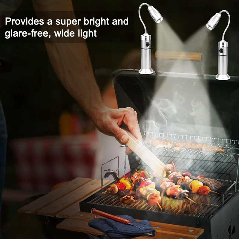 

ABUI-Ultra-Bright Bbq Grill Light Magnetic Base 2 Pack Led Bbq Lights, Included 2 Batteries(Rechargeable Cycle) Multipurpose Hom