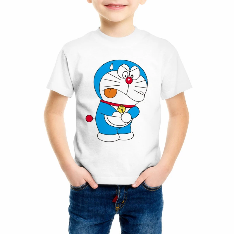 5 Летняя белая футболка с принтом дораэмона для мальчиков и девочек, kawaii модная футболка с короткими рукавами, детская одежда высокого качества C10-17 - Цвет: 5