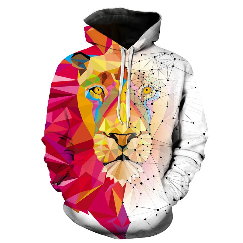 

Fashion Design Men's Fashion Icon Hoodie 2020 New Colorful Cool Lion Head Long Sleeve Thin Sport Hoodie