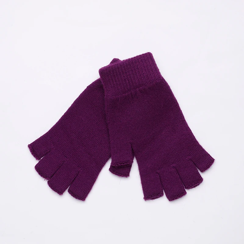 6Violet Sparsil мужские и женские кашемировые перчатки с половинными пальцами короткие шерстяные вязаные митенки зимняя теплая шапка унисекс шерстяные эластичные перчатки без пальцев - Цвет: 6Violet
