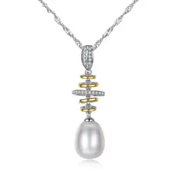 Fenchen Элегантная Леди 10-11 мм натуральный жемчуг 925 Серебро кулон свадебное ожерелье женский воротник Femme подарок AN084