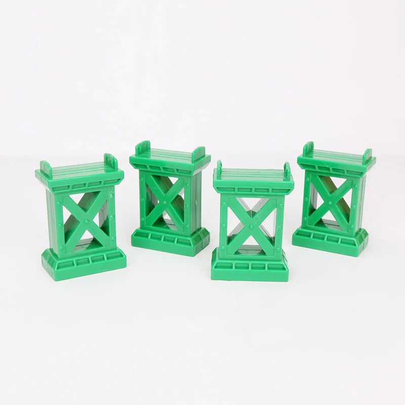 new 4pcs green piar Зеленый мост деревянный барьер параллельные бары поезд трек-сцена совместимы деревянные железнодорожные пути деревянные железнодорожные аксессуары для поезда - Цвет: new 4pcs green piar