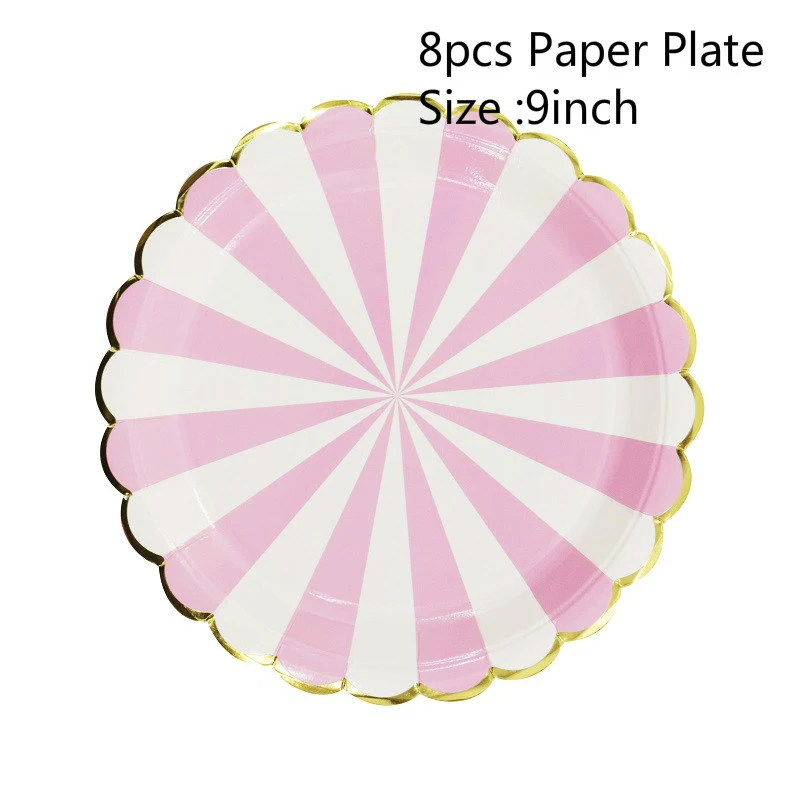 Pink 9 inch Plate Одноразовый пластиковый стол, юбка, синий, розовый, покрытие стола, бумажный стаканчик, тарелка, соломинка, для дня рождения, вечеринки, свадьбы, фестиваля, украшение - Цвет: Pink 9 inch Plate