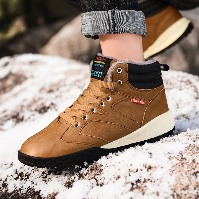 

Fashion Winter Boots Mens Walking Shoes Male Warm Boots Basic Boots Men Admit Ankle Round Head Lace Up Botas Hombre Snow Boots