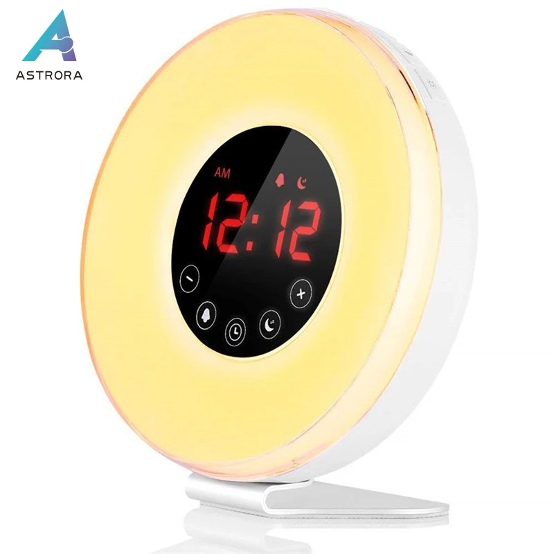 

ASTRORA Wake- Up Light 7 Colored LED Night Light Sunrise Simulation Sleep Aid Feature with FM Radio Night Lamp
