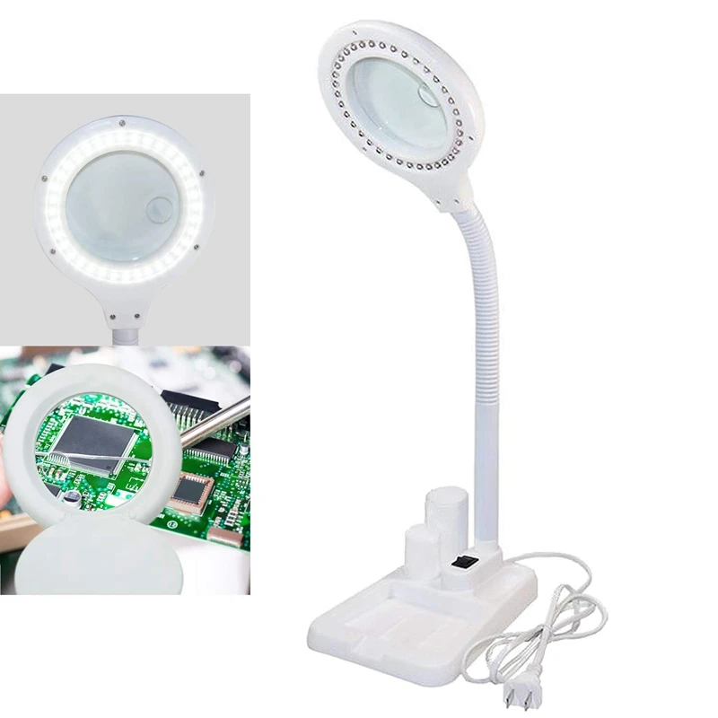  Led Magnifying Lamp 5 X 10X Magnifier And Table & Desk Lamp Portable Adjustable Magnifying Glass Wi