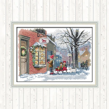 

Christmas Wishes Cross-stitch Embroidery Kit Christmas Gift 14ct Counted Patterns DIY Needlework 11ct Printed Canvas DMC Threads