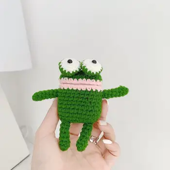 

3D Luxury Knitted Funda for Airpods 1 2 Case Earphone Accessories cute Style frog sheep Cake Protect Cover Airpods with sling